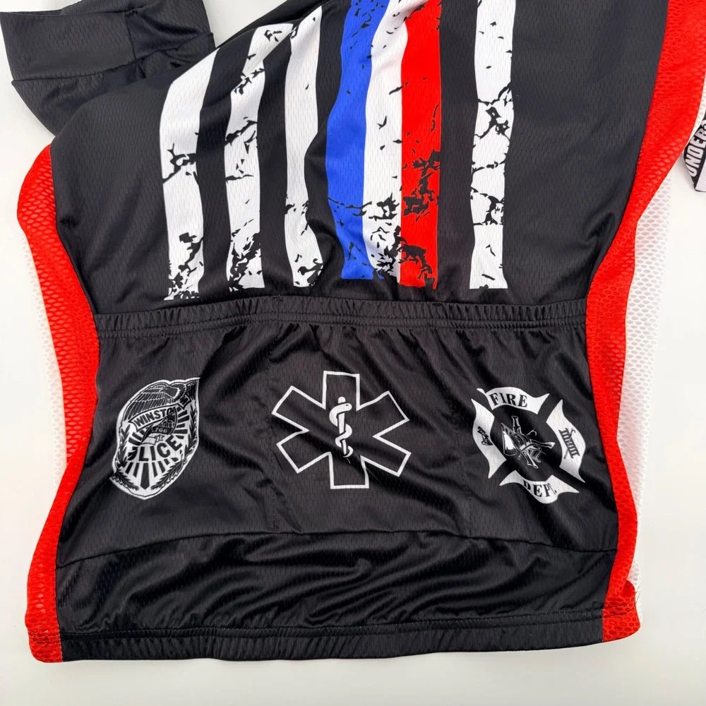 Unbranded First Responders USA Cycling Jersey Full Zip Patriotic L Black - Picture 6 of 6